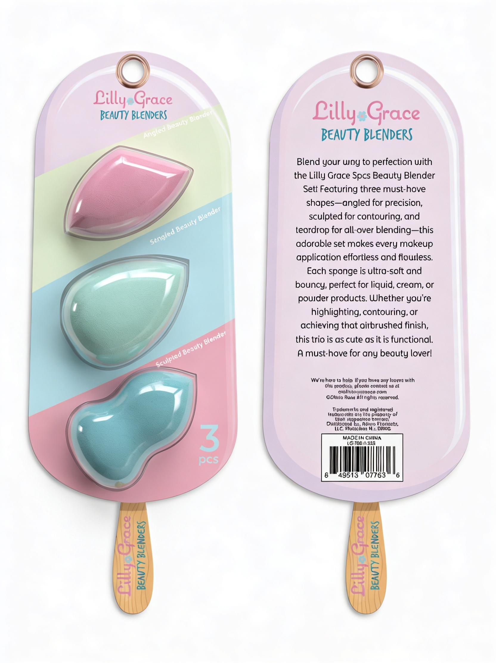 Beauty Blenders 3pc set — popsicle packaging