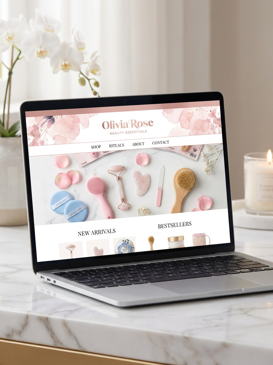 Olivia Rose website on laptop